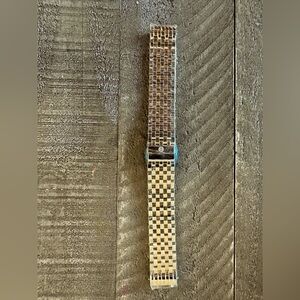 Authentic Michele 18mm Deco Seven Link Two-Toned Bracelet Strap ONLY 18k Gold